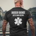 Ausser Dienst Rette Dich Selbst [German Language] Black T-Shirt mit Rückendruck Geschenke für alte Männer